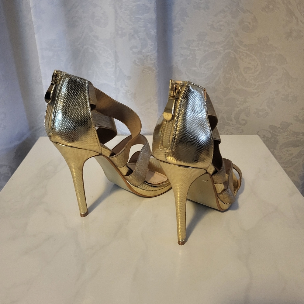 Lauren Lorraine Stiletto Evening Women High Heels Shoes, Size 8, Gold, Party - Picture 8 of 15